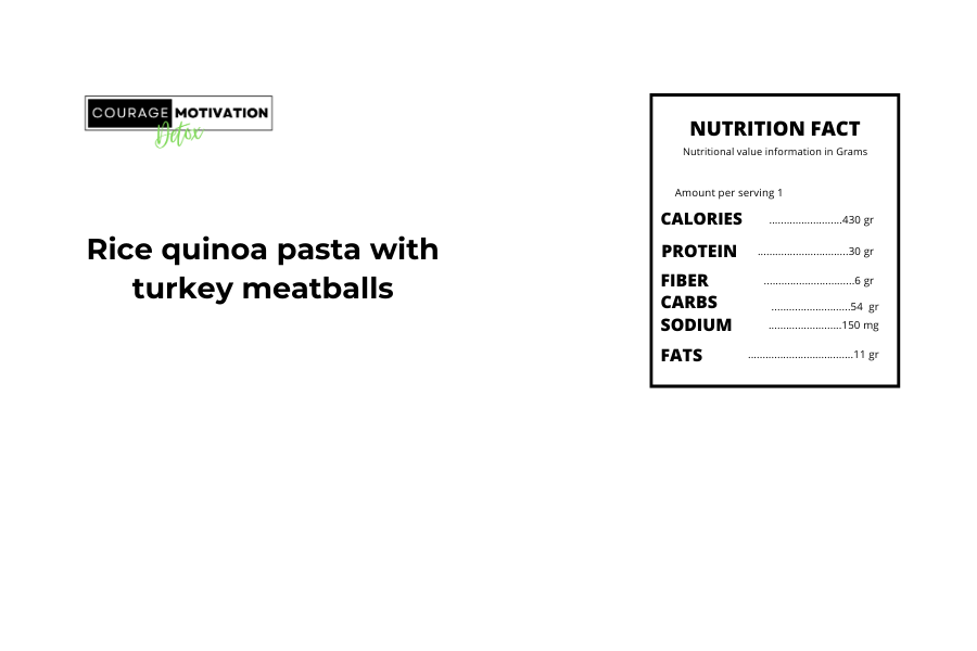 Rice Quinoa Pasta with Turkey Meatballs