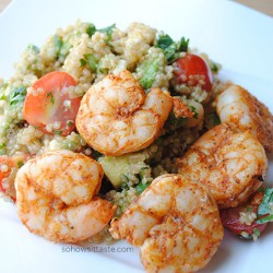 Grilled shrimp with vegetable quinoa