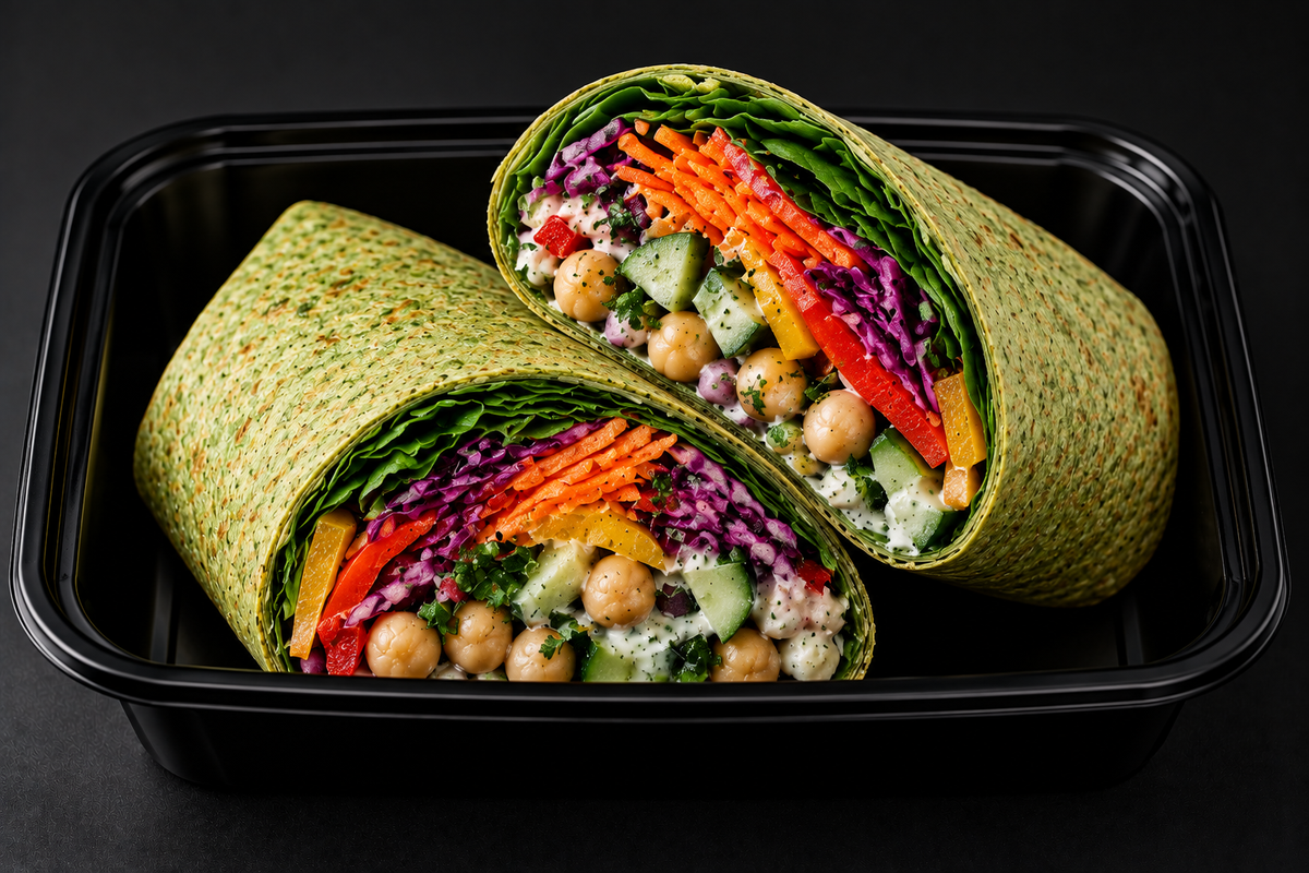 Rainbow spinach veggie wrap