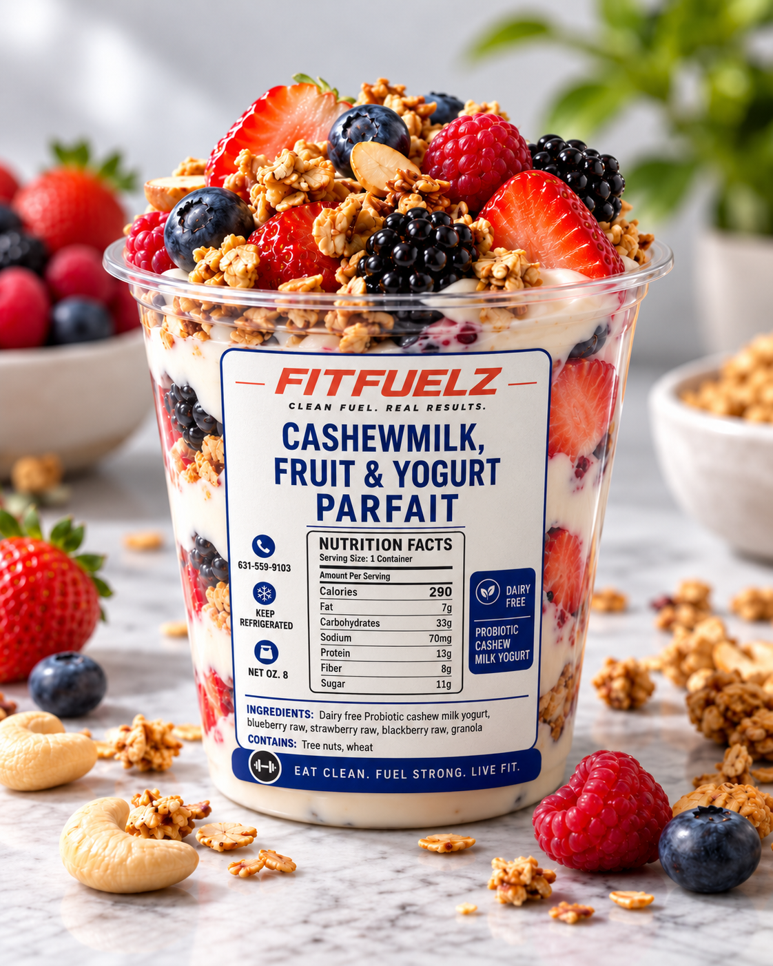 Cashew milk yogurt parfait