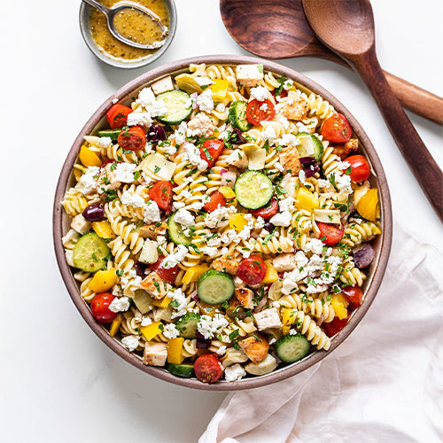 Cold Greek Pasta Salad with Chicken