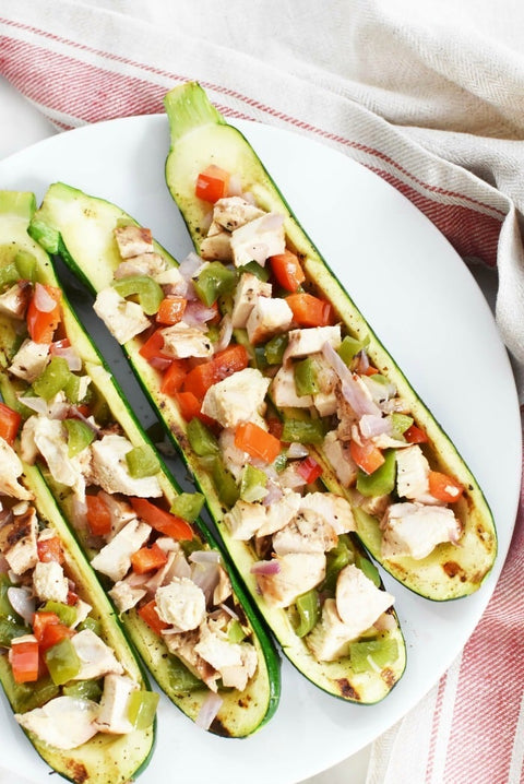 Zucchini Boats with Grilled Chicken