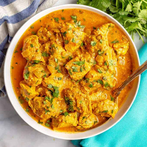 Butter Chicken Curry with Sweet Potato Cubes and French Beans