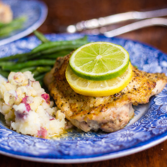 Lemon Lime Chicken with Mashed Potatoes and French Beans