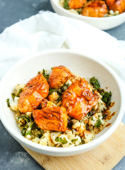 Salmon Bites with Vegetable Quinoa