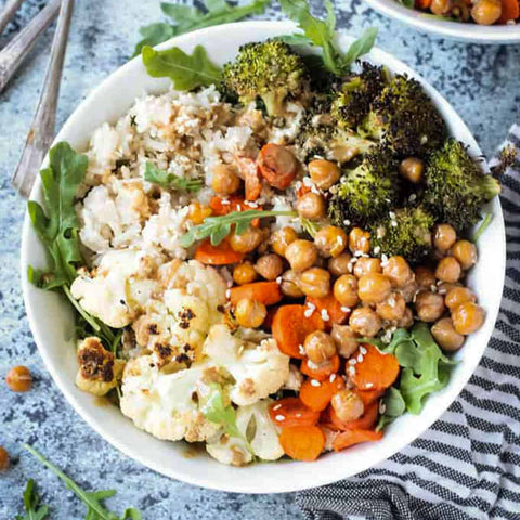 Chickpea, Cauliflower, Broccoli Brown Rice Bowl